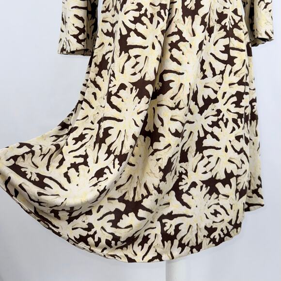 Diane Von Furstenberg Women's Silk Printed Baby Doll Mini Dress Size 2 Brown - Picture 3 of 11